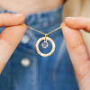 Personalized Hammered Halo Necklace with Birthstone  โ Add Your Birthstone for a Personal Touch