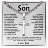 To My Son - Love Dad - Artisan Cross on Cuban Link Chain - Gift Set