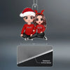 Christmas Doll Couple Sitting Hugging, Personalized Acrylic Ornament, Christmas Gift Ideas For Couples