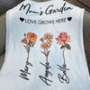 Personalized Blanket Mom's Garden Love Grows Here - Christmas Gift For Mom, Grandma