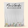 Personalized Blanket Mom's Garden Love Grows Here - Christmas Gift For Mom, Grandma