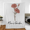 Customized Blanket, Birth Flower Family Bouquet, Christmas Gift For Mom or Grandma