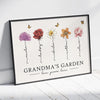 Grandma‘s Garden Love Grows Here Beautiful Birth Month Flower Gift For Grandma Mom Personalized Poster