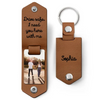 Custom Leather Photo Text Keychain Anniversary Gift For Couple