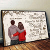 Couple Personalized Custom Horizontal Poster - My Favorite Place In All The World Is Next To You - Gift For Couples, Husband, Wife