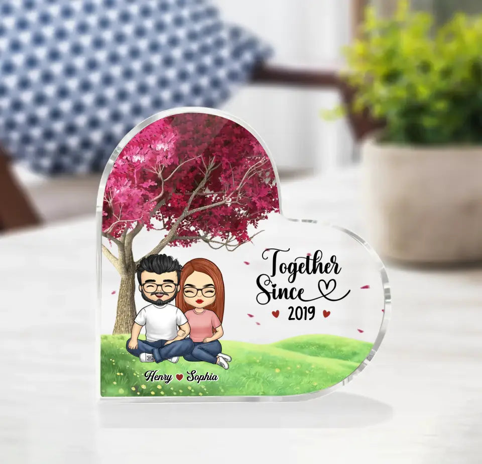 Together Since - Couple Personalized Custom Heart Shaped Acrylic Plaqu ...
