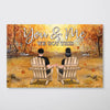 Fall Season Couple Back View Personalized Horizontal Poster