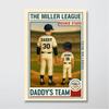 Family League Daddy's Team No. 1 Dad Man & Kids Baseball Retro Personalized Poster, Father's Day Gift for Dad, Gift for Husband