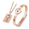 A Set Couple Bracelets & Key Necklace | Box Gift With Real Rose | Lover Couple Gift