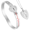 Projection Couple Bracelets & Necklace Shield Key, Necklace With Real Rose, Lover Couple Gift