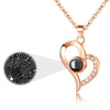 Love Heart Projection Necklace 100 Languages | Necklace With Eternal Rose Box | Valentines Surprise Gift