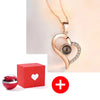 Love Heart Projection Necklace 100 Languages | Necklace With Eternal Rose Box | Valentines Surprise Gift