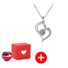 Love Heart Projection Necklace 100 Languages | Necklace With Eternal Rose Box | Valentines Surprise Gift
