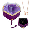 Heart Rose Gift Box - W/ Engraved Necklace & Real Rose