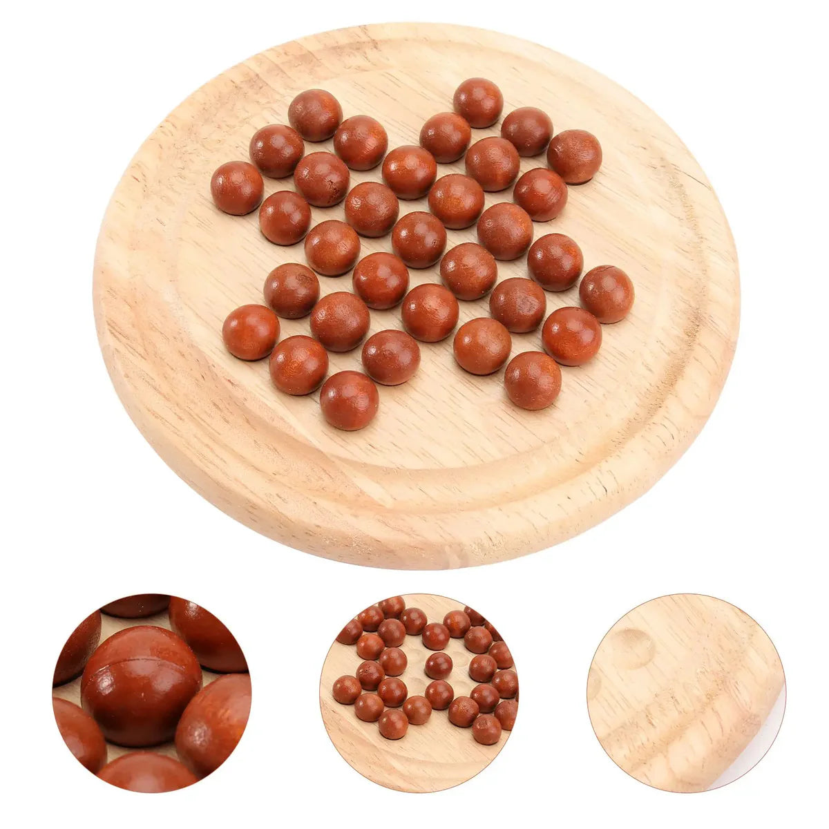 Wooden Solitaire Chess Board Game Single Chess Peg Classical Intelligence Toy Learning Gift For
