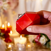 Red Heart Ring Box Gift For Her - w/ Red Heart Promise Open Adjustable Ring
