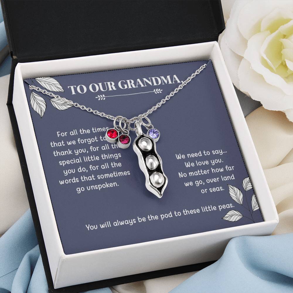 To Our Grandma | For All The Times | Grandma Gift Birthstone Necklace | Peas In a Pod Necklace
