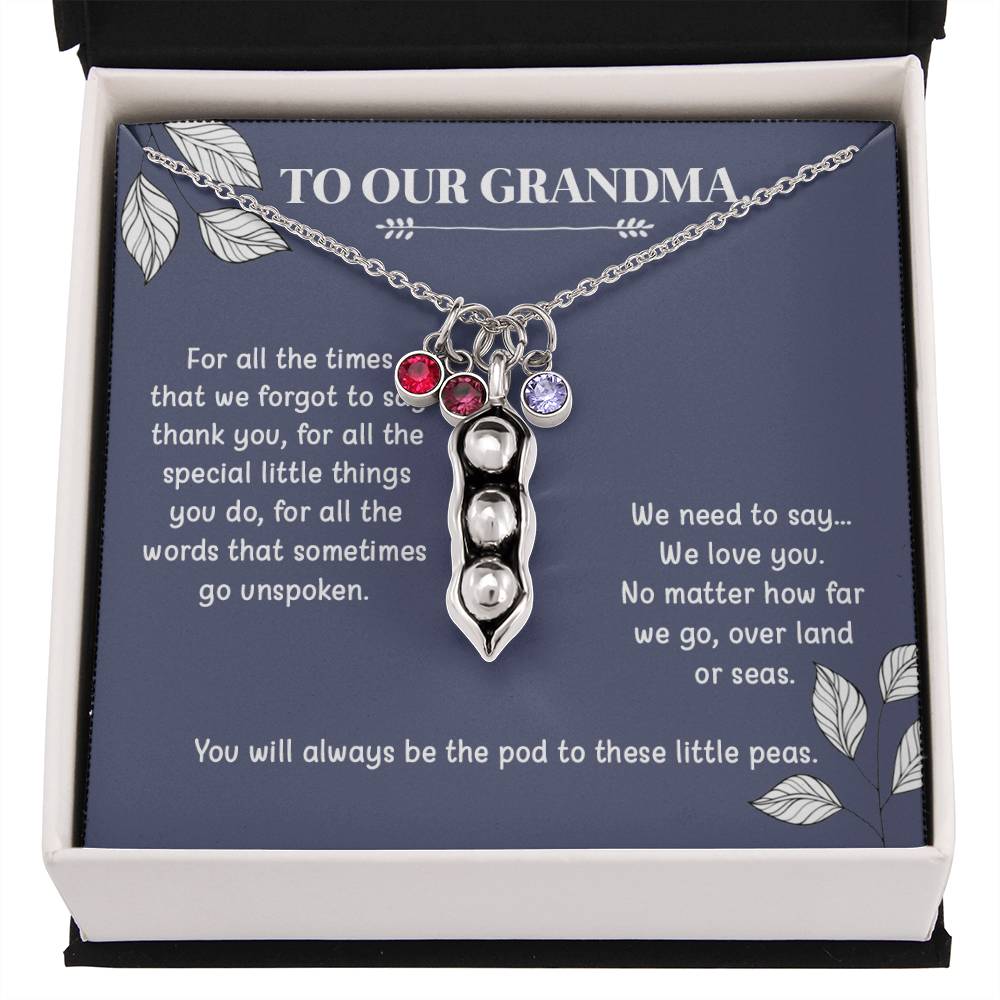 To Our Grandma | For All The Times | Grandma Gift Birthstone Necklace | Peas In a Pod Necklace