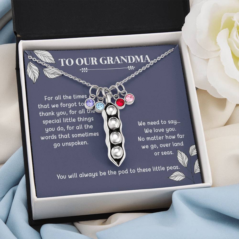To Our Grandma | For All The Times | Grandma Gift Birthstone Necklace | Peas In a Pod Necklace