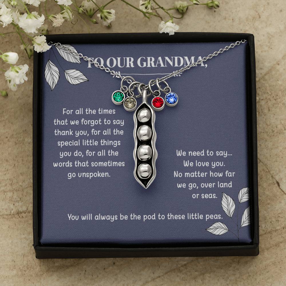 To Our Grandma | For All The Times | Grandma Gift Birthstone Necklace | Peas In a Pod Necklace