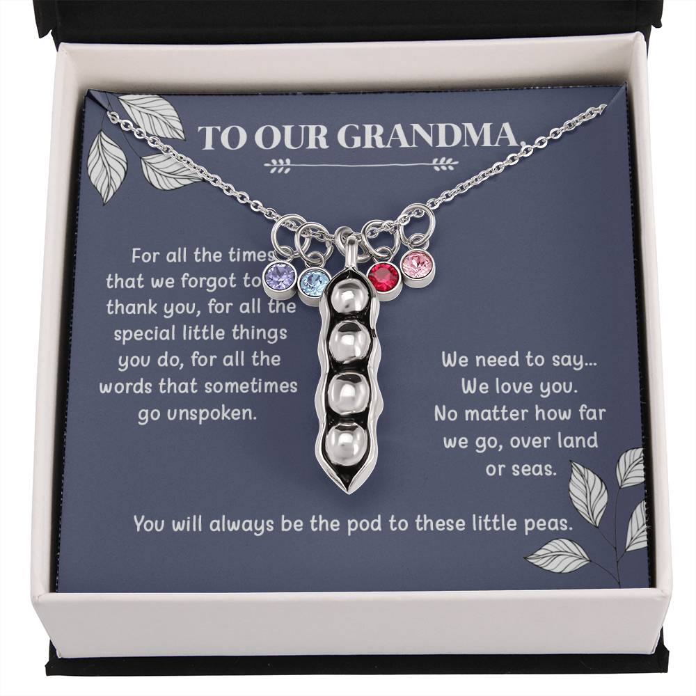 To Our Grandma | For All The Times | Grandma Gift Birthstone Necklace | Peas In a Pod Necklace