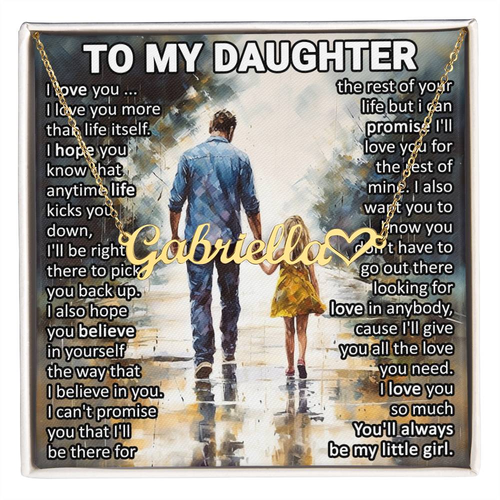 To My Daughter I My Little Girl I Custom Name Necklace, Heart Character