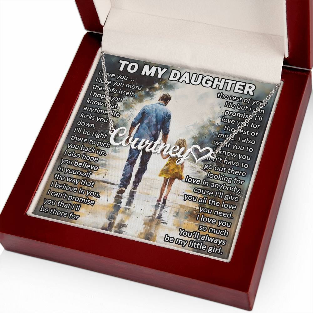 To My Daughter I My Little Girl I Custom Name Necklace, Heart Character