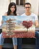 Red Heart Tree - Personalized Family Name - Canvas Wall Art (1.25")