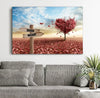 Red Heart Tree - Personalized Family Name - Canvas Wall Art (1.25")