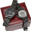 To My Son Never Feel That, Engraved Design Black Chronograph Watch, Gift for Son from Dad