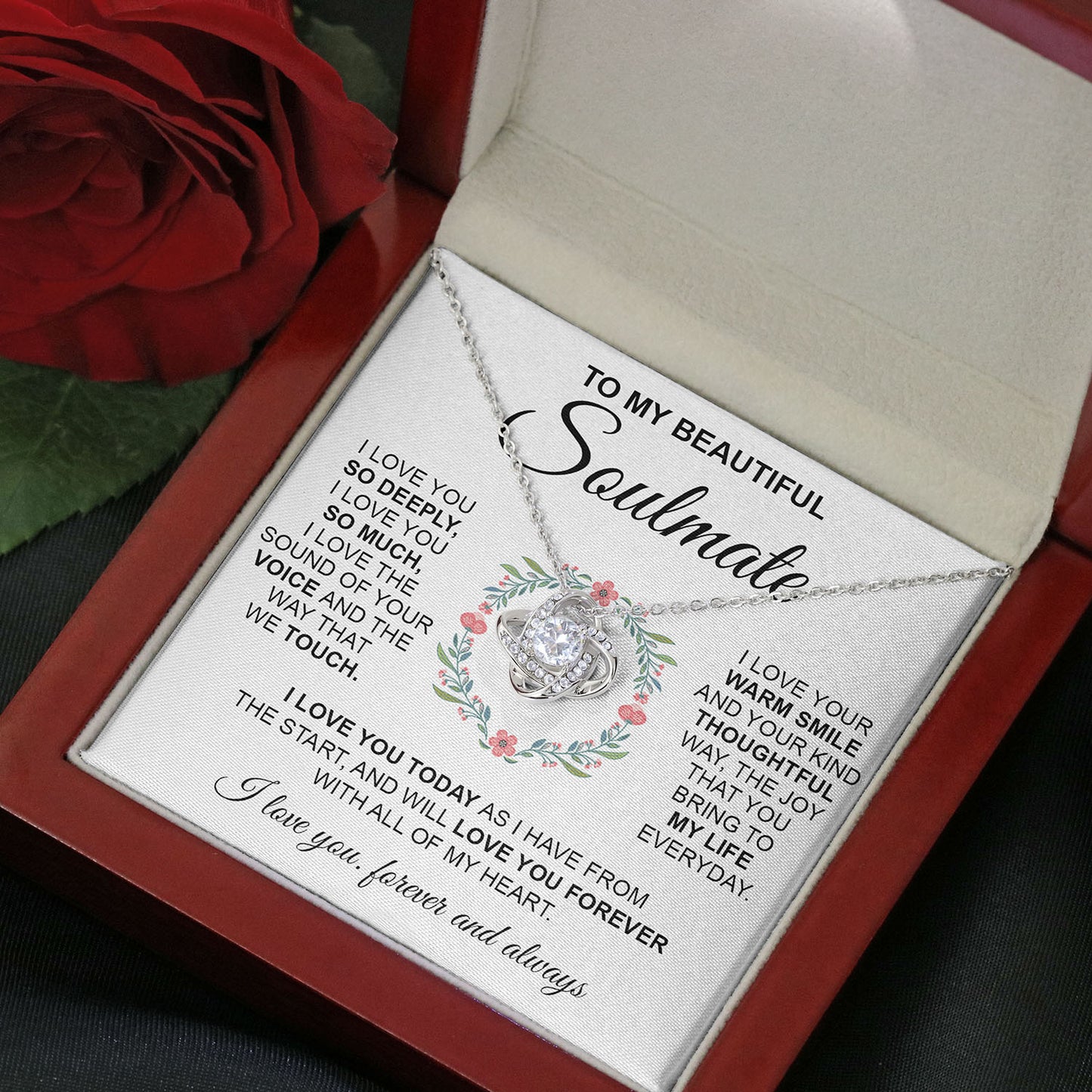 To My Beautiful Soulmate | I Love You So Deeply | Love Knot Necklace