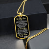 To My Son From Dad | You Will Always Be My Baby Boy | Dog Tag Military Ball Chain