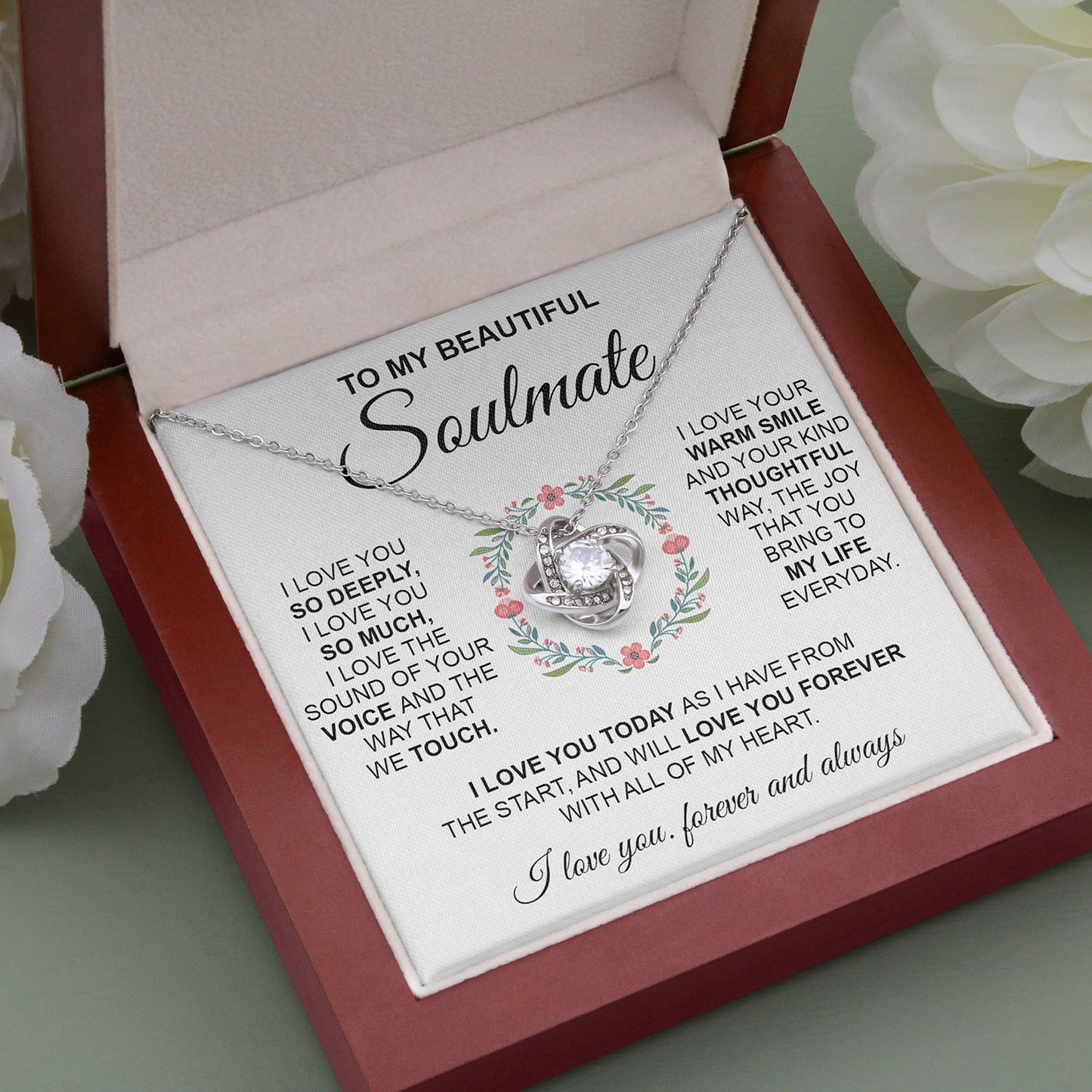 To My Beautiful Soulmate | I Love You So Deeply | Love Knot Necklace