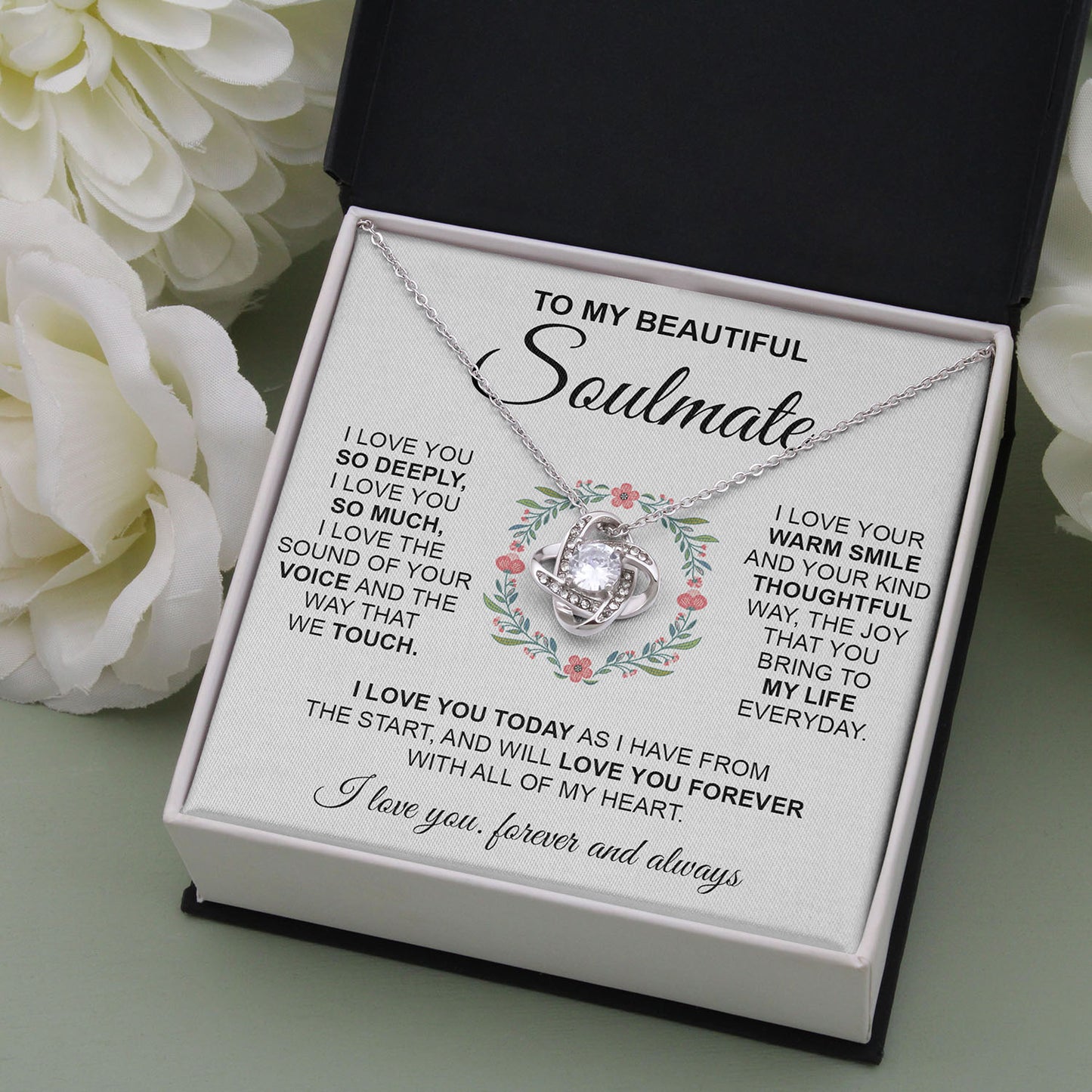 To My Beautiful Soulmate | I Love You So Deeply | Love Knot Necklace