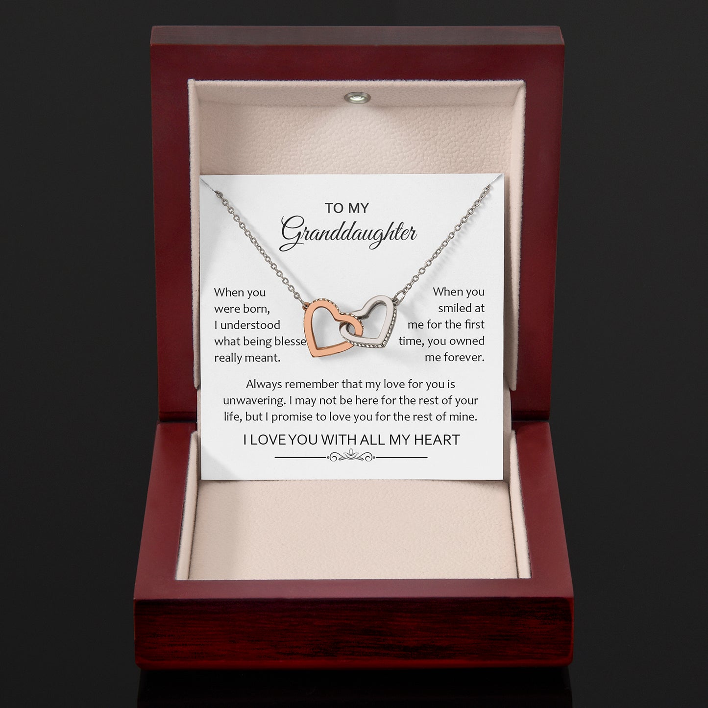 Granddaughter When You Were Born | Gift For Your Granddaughter | Interlocking Hearts necklace