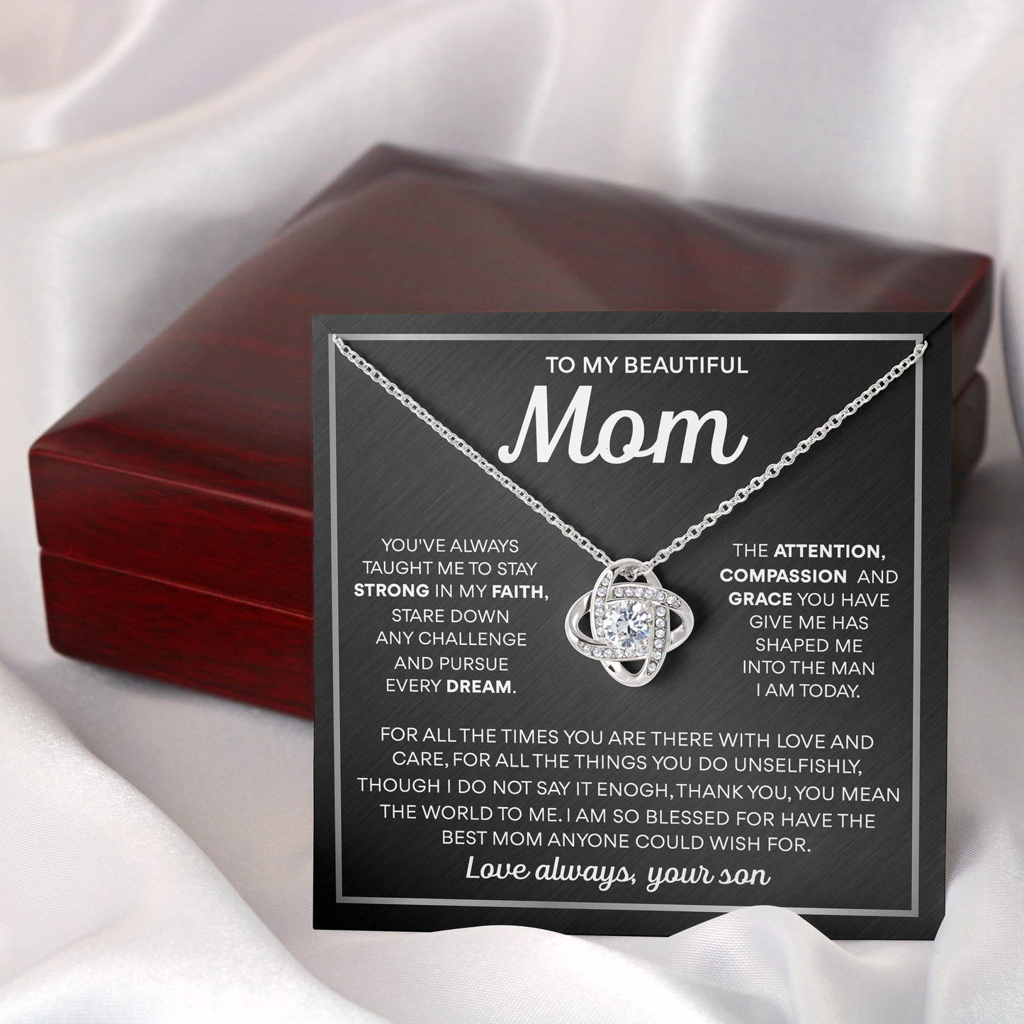 To My Mom - The Best Mom Anyone Could Wish For, Love Knot Necklace Gift