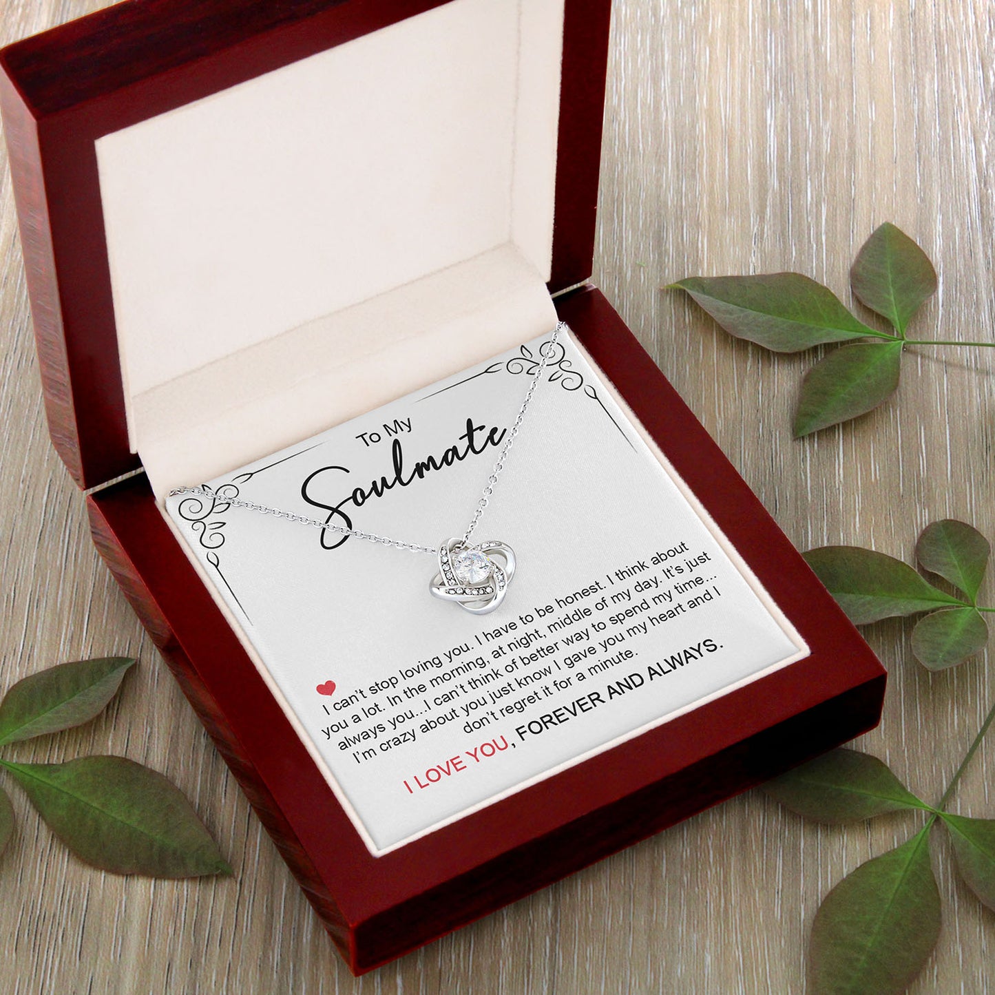 To My Soulmate | I Can't Stop Loving You | Love Knot Necklace.