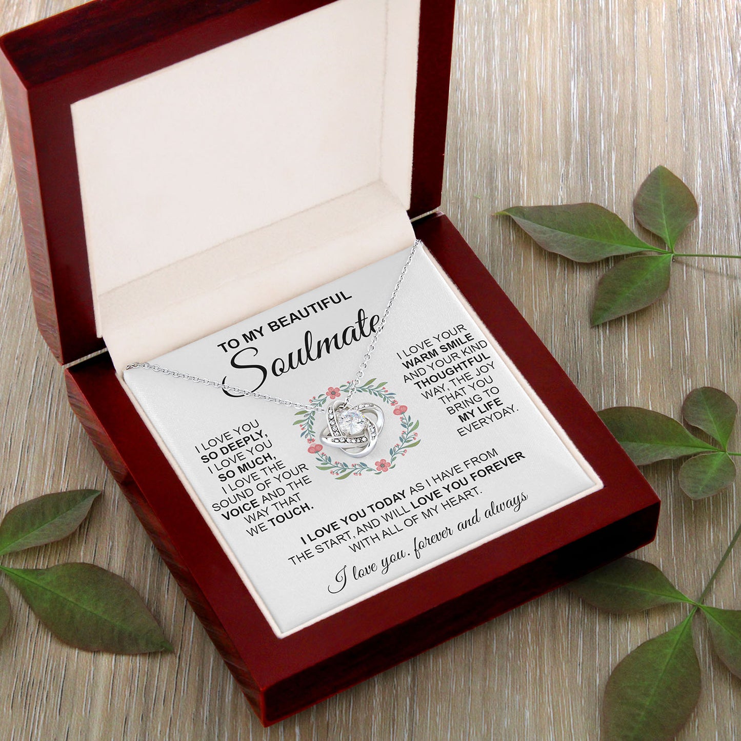 To My Beautiful Soulmate | I Love You So Deeply | Love Knot Necklace