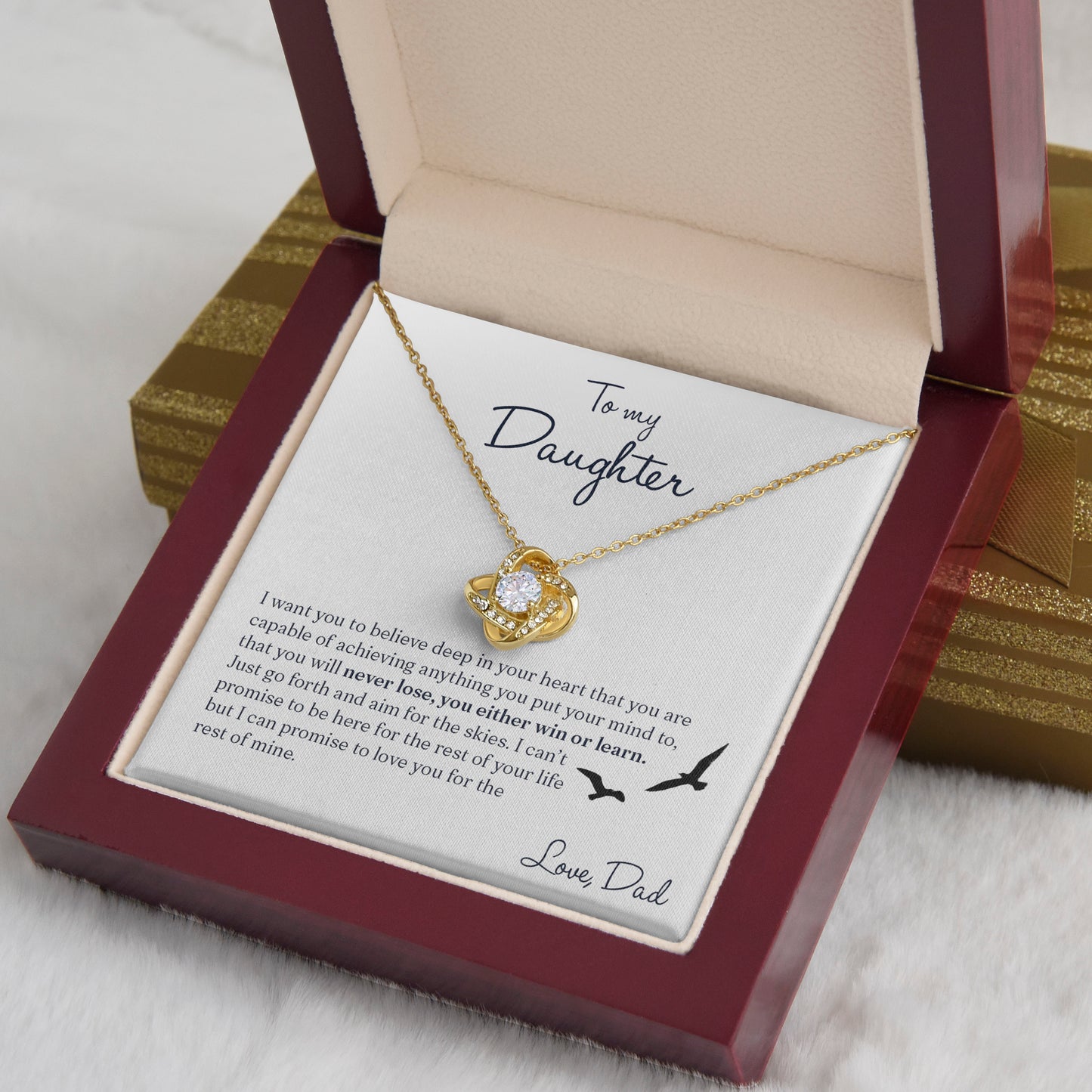 To My Daughter Gift From Dad | I Want You To Believe | Love Knot Necklace