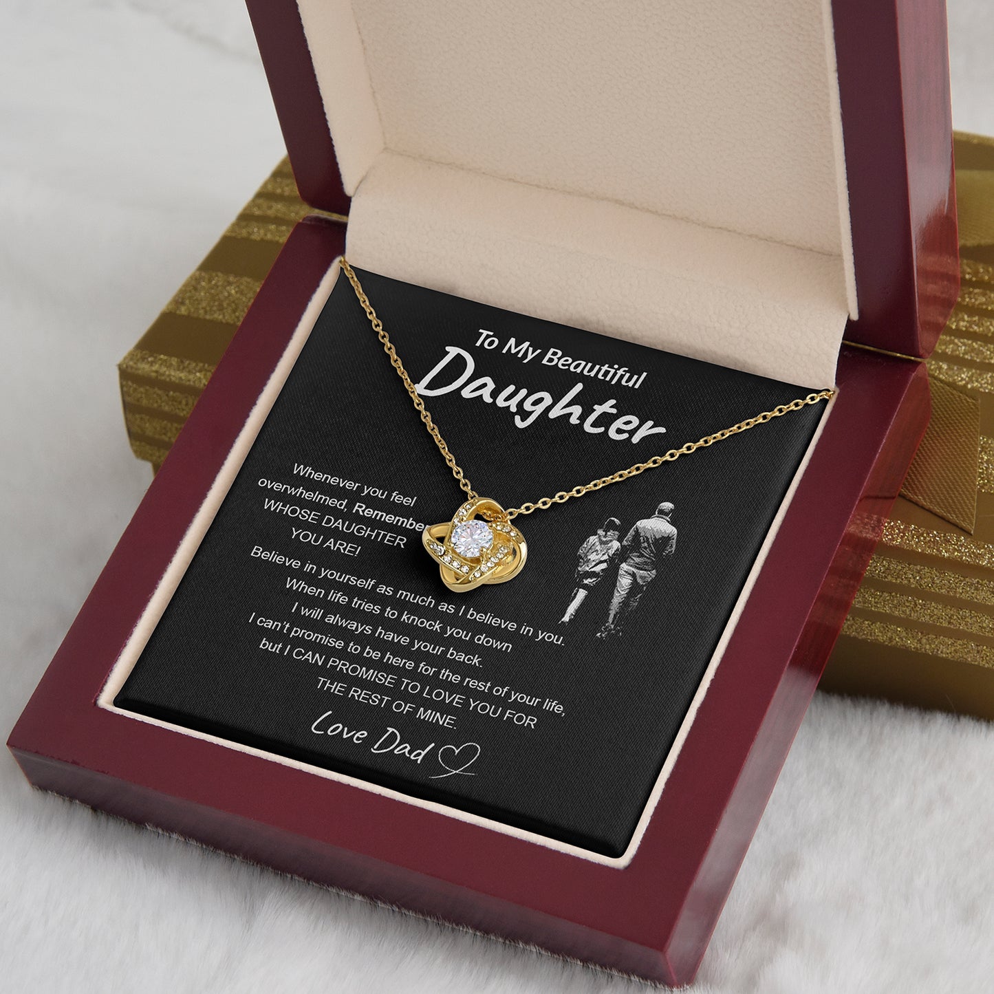 Daughter Believe In Yourself | Gift For Your Daughter From Dad | Love Knot Necklace