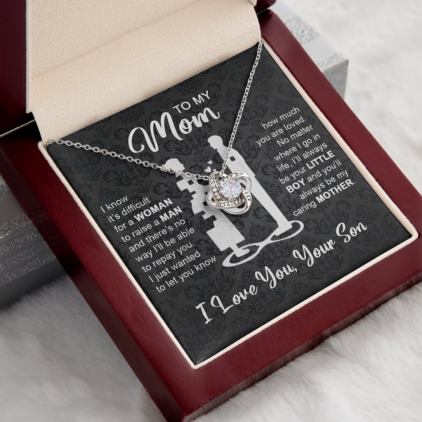 To My Mom Gift From Son | I'll Always Be Your Little Boy | Love Knot Necklace