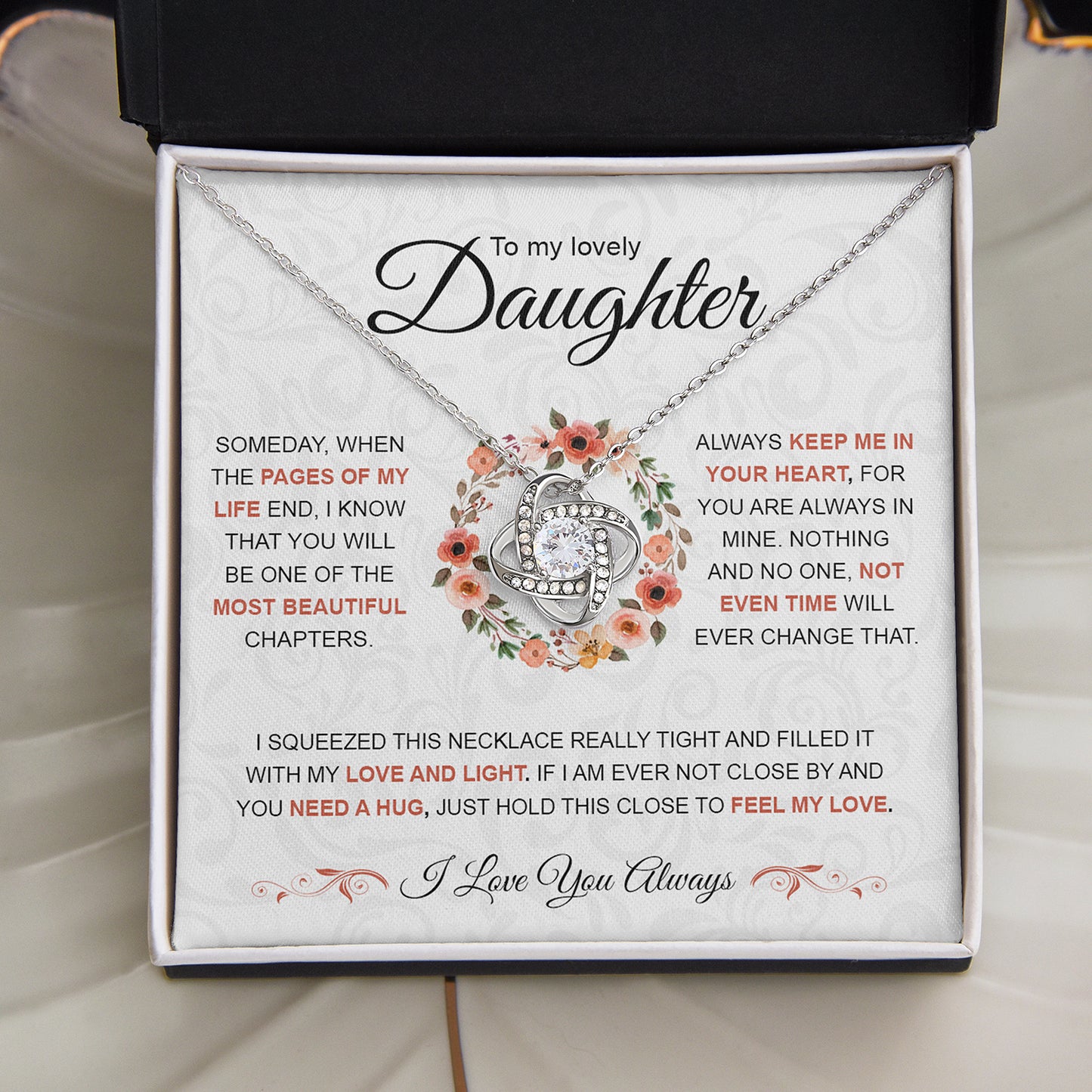 Daughter The Pages Of My Life | Best Gift For Your Daughter | Love Knot Necklace