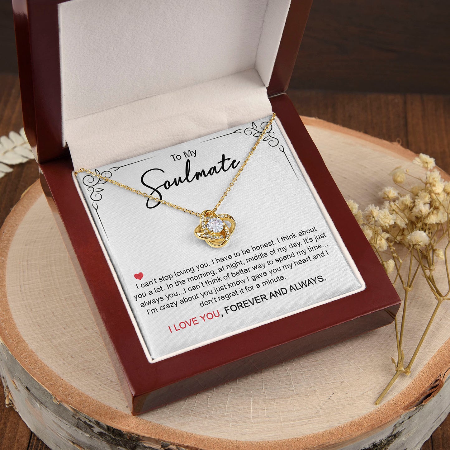 To My Soulmate | I Can't Stop Loving You | Love Knot Necklace.