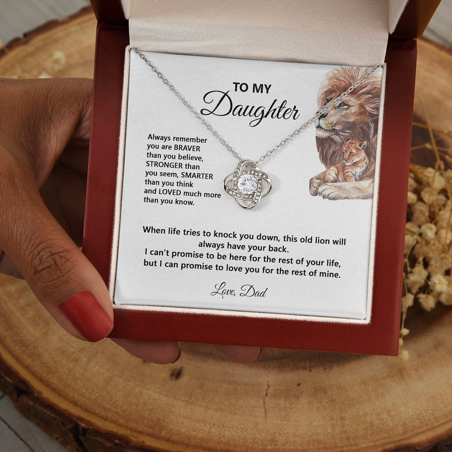 Daughter When Life Tries To Knock You Down | Gift For Daughter From Dad | Love Knot Necklace