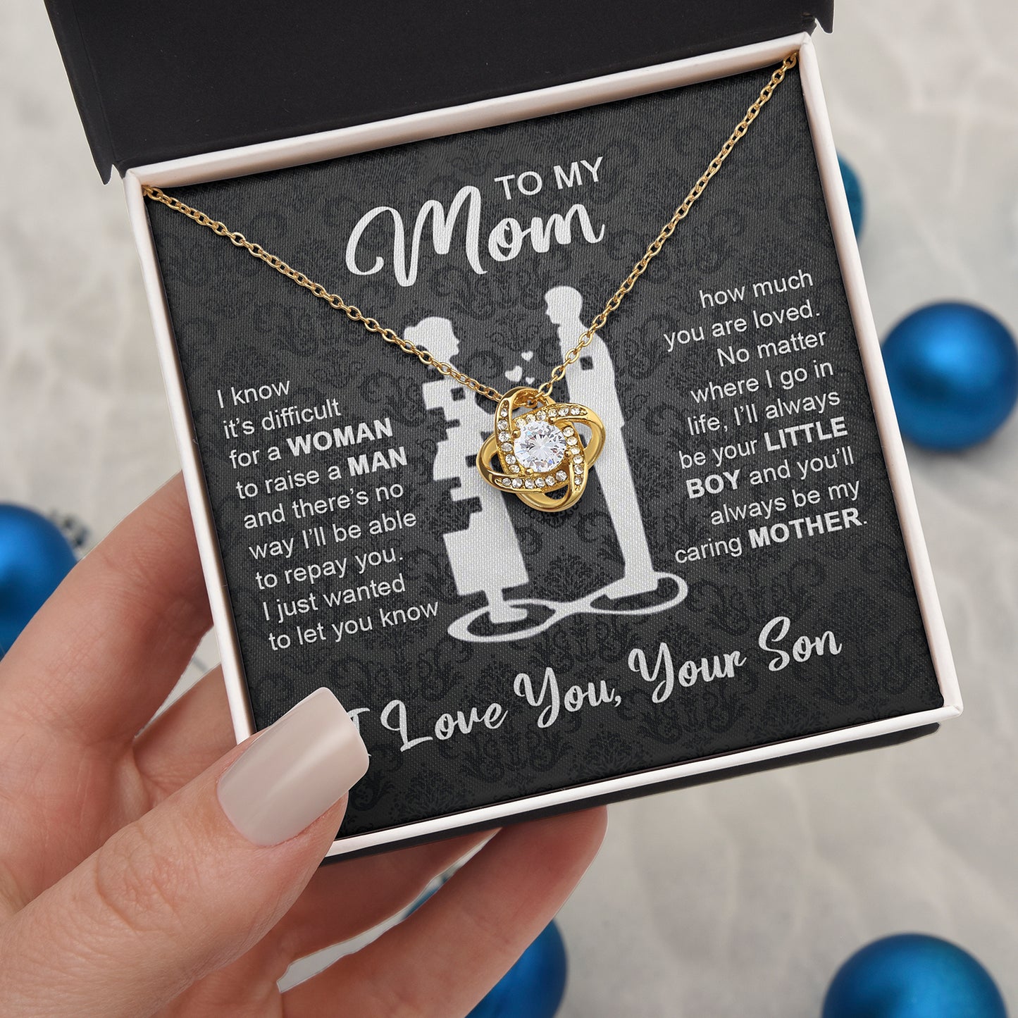 To My Mom Gift From Son | I'll Always Be Your Little Boy | Love Knot Necklace