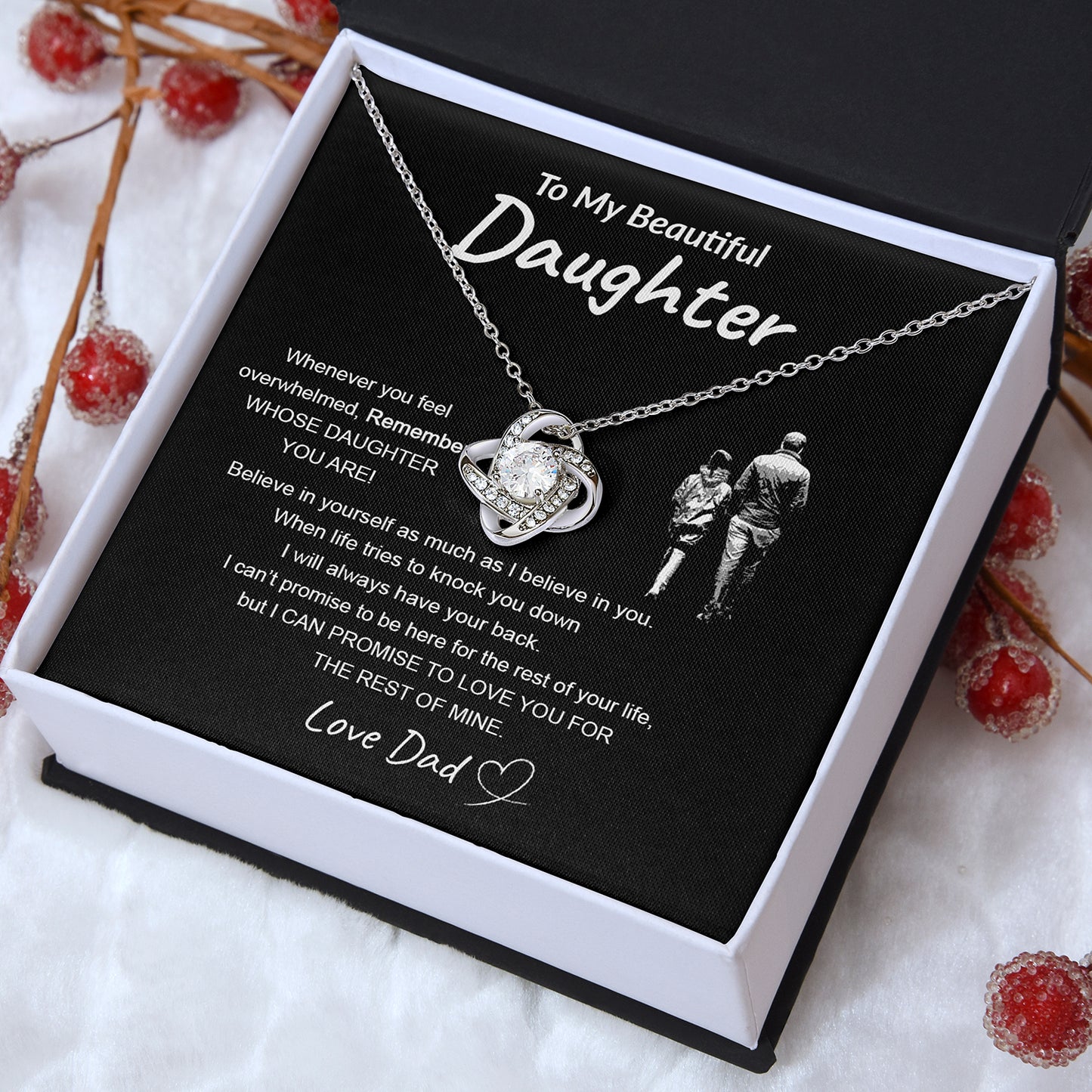Daughter Believe In Yourself | Gift For Your Daughter From Dad | Love Knot Necklace