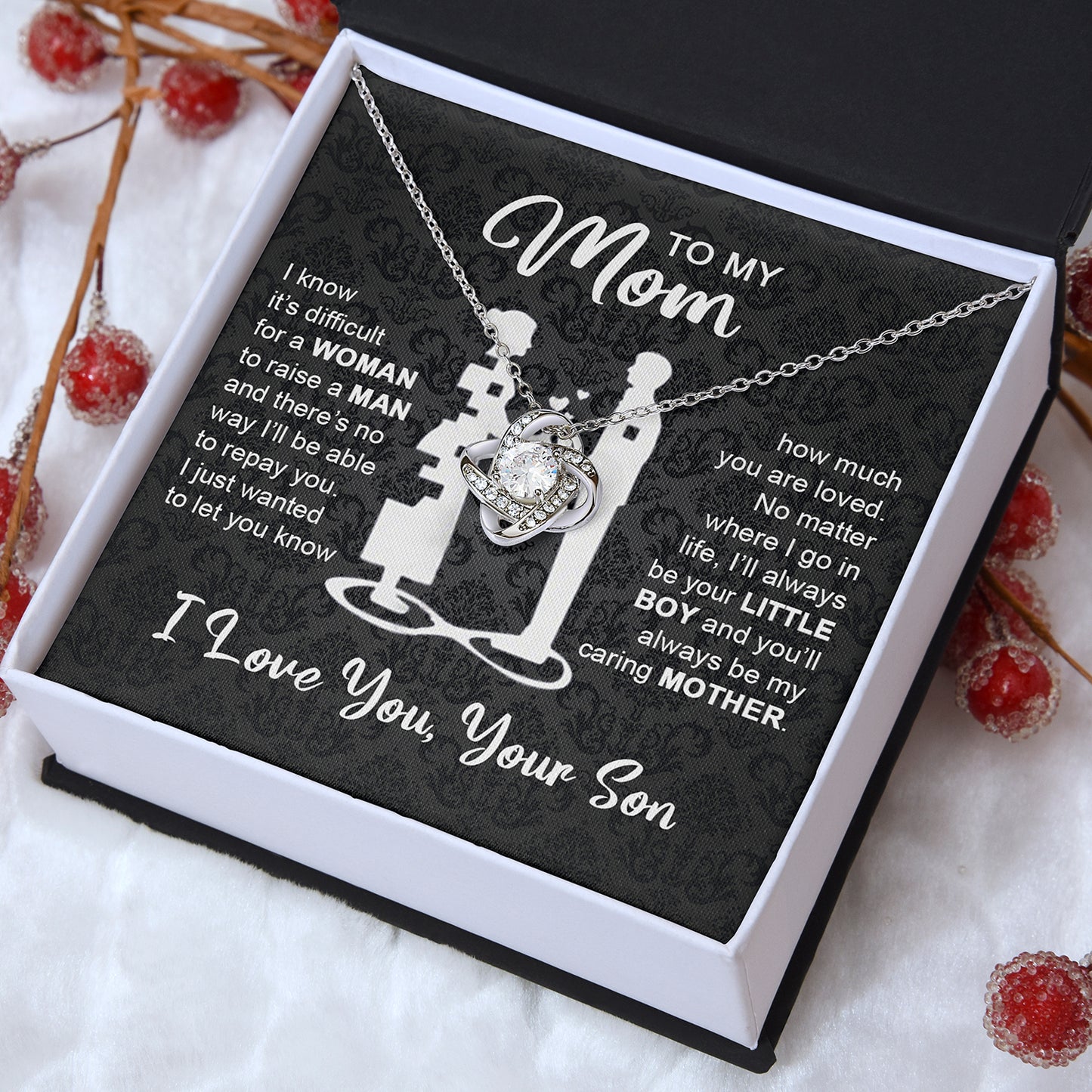 To My Mom Gift From Son | I'll Always Be Your Little Boy | Love Knot Necklace