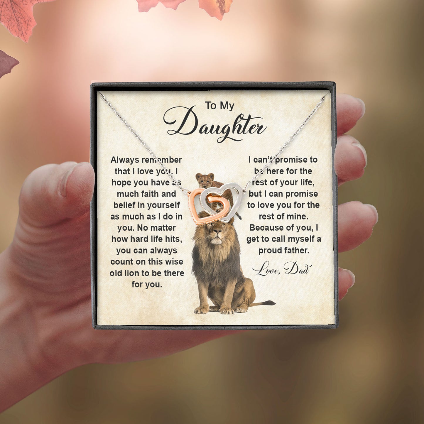 To My daughter From Dad | Always Remember | Interlocking Hearts Necklace