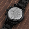 Son Aim For The Skies, Engraved Design Black Chronograph Watch, Gift for Son from Dad