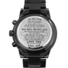 Son Aim For The Skies, Engraved Design Black Chronograph Watch, Gift for Son from Dad